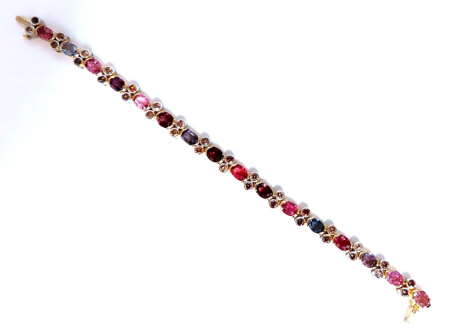 14.38ct Natural Multicolored Spinel Diamonds Bracelet Gemline 14kt