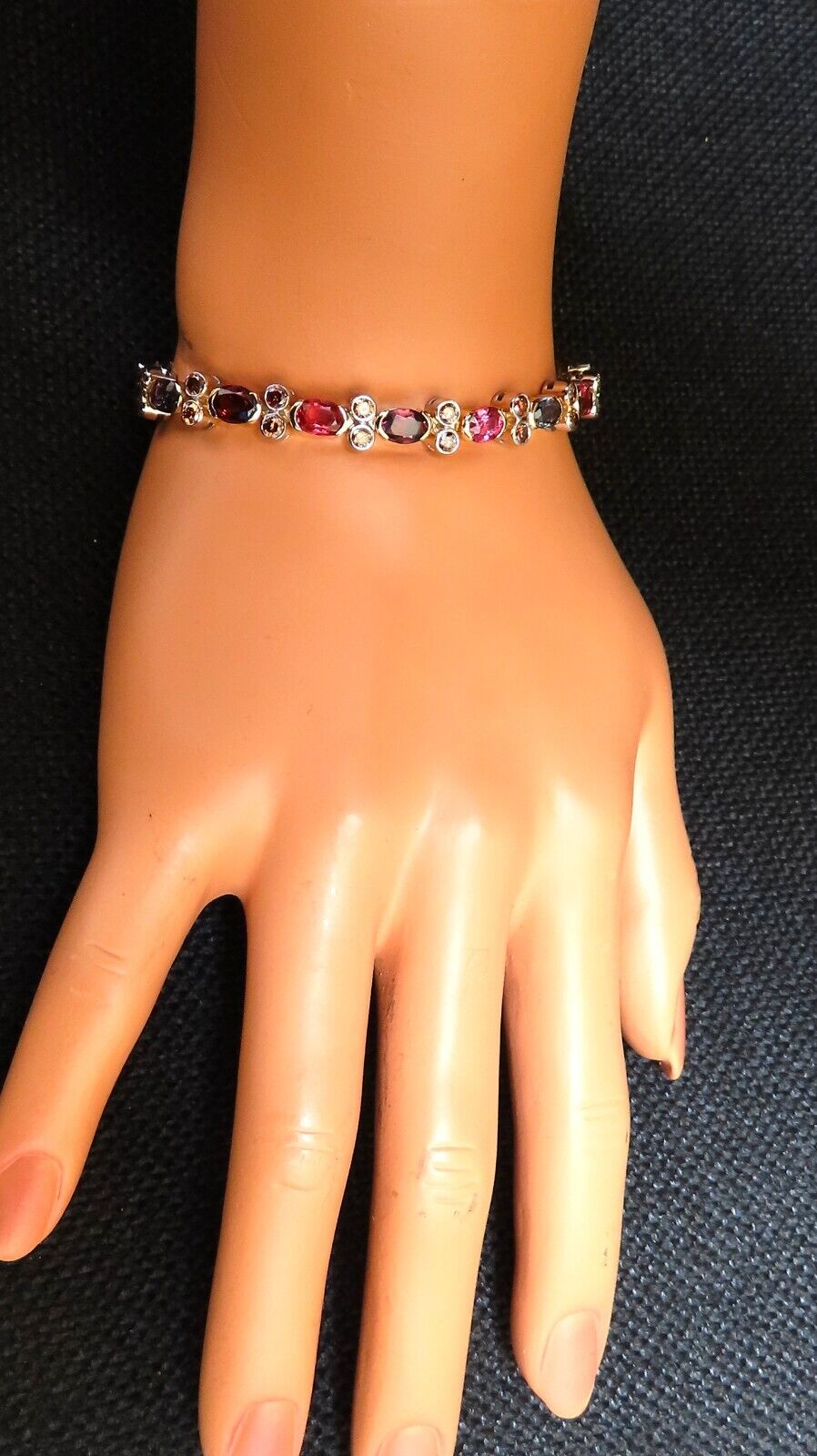 14.38ct Natural Multicolored Spinel Diamonds Bracelet Gemline 14kt