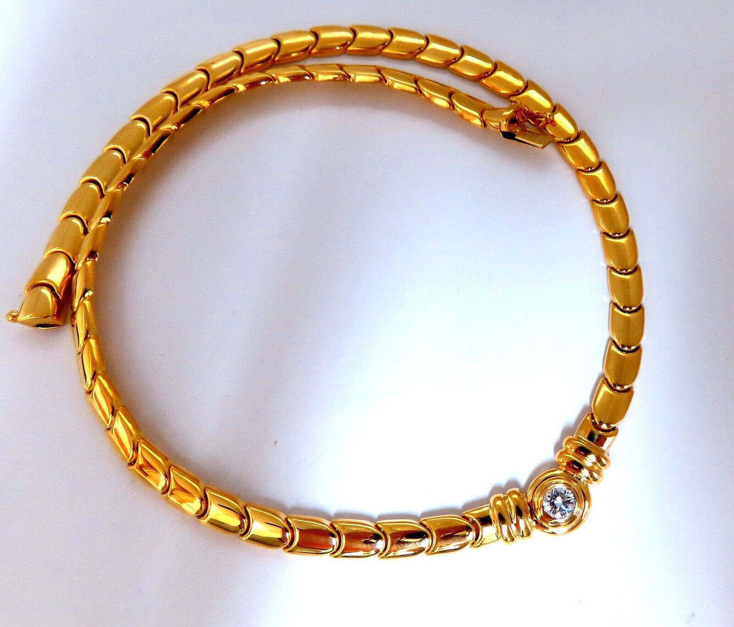 .45ct Natural Solitaire Round Diamond Scaling Link Necklace 14kt