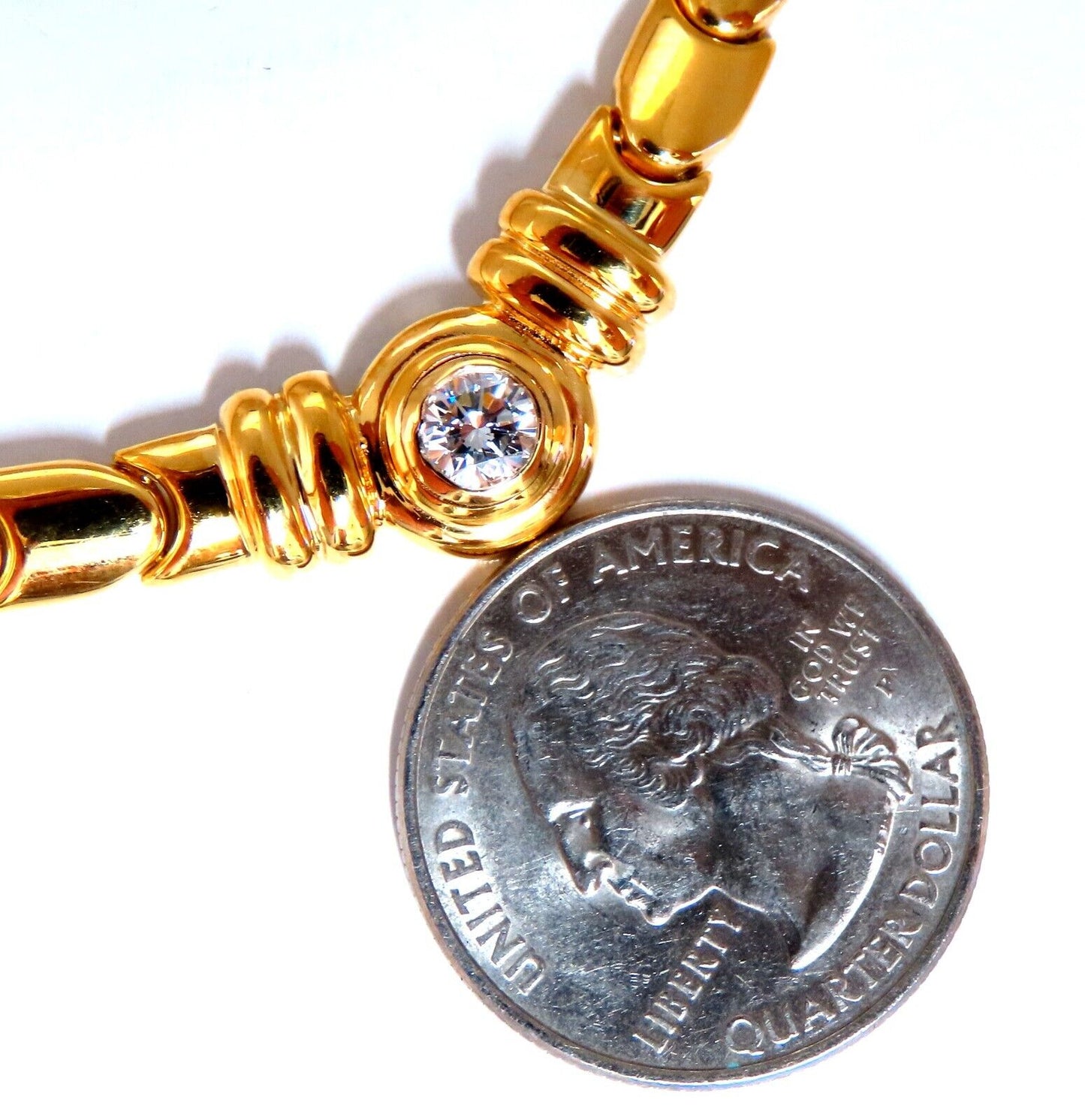 .45ct Natural Solitaire Round Diamond Scaling Link Necklace 14kt