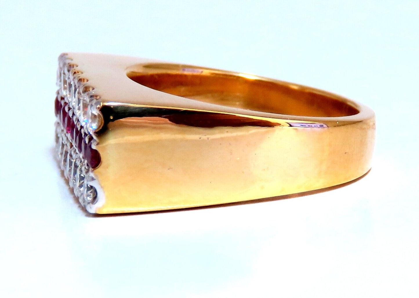 1.58ct natural rubies and diamonds ring Flat band