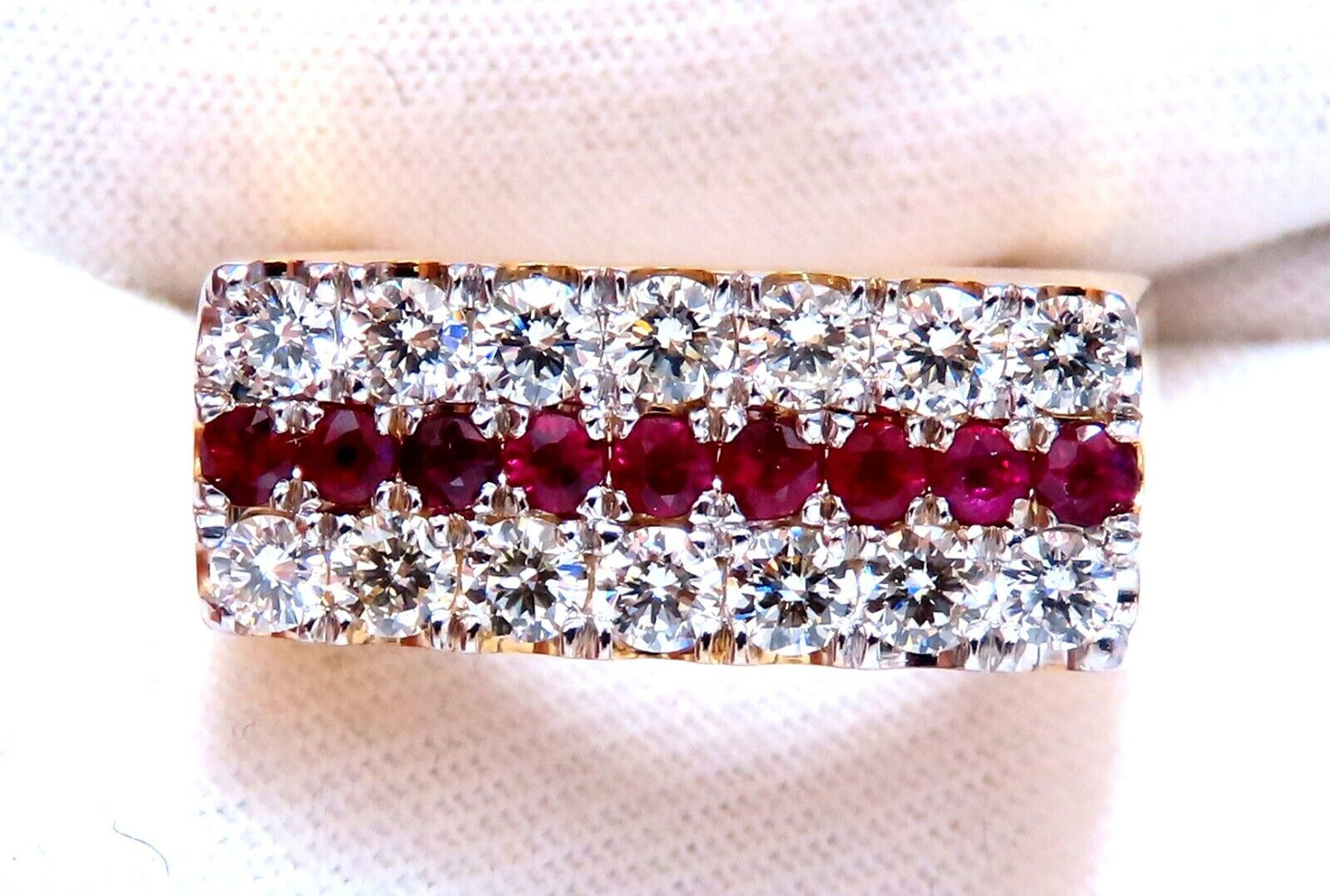 1.58ct natural rubies and diamonds ring Flat band