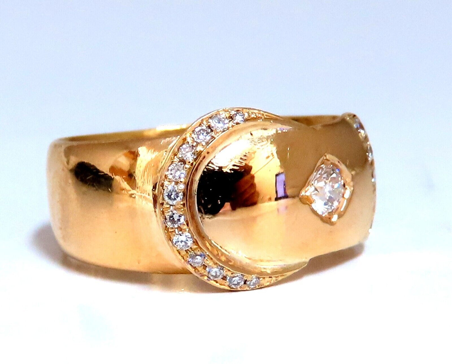 .40ct Natural Round Diamond Crescent Ring 18kt England