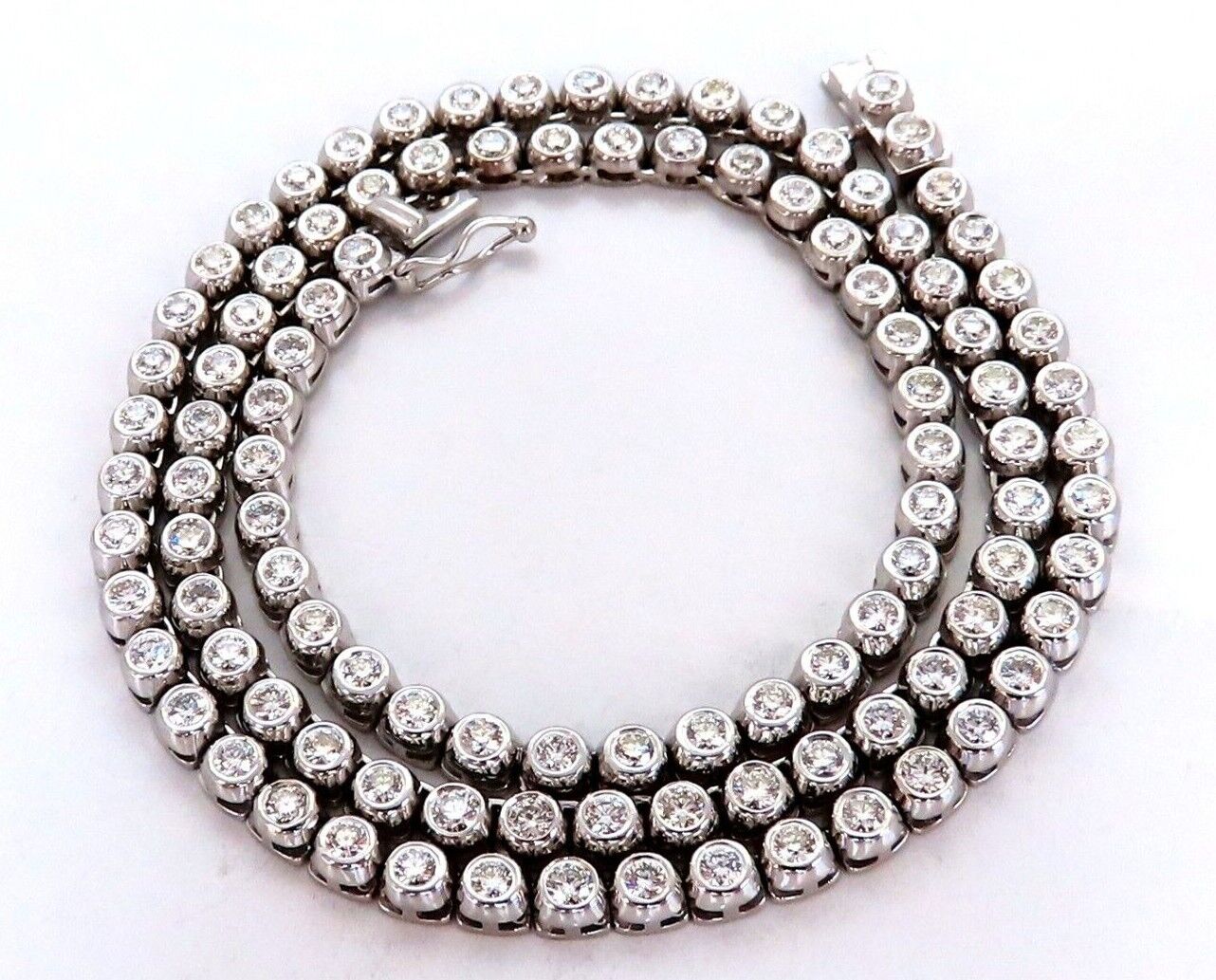 4.74ct Natural Round Diamonds Bezel Flush Riviera Tennis Necklace Eternity 14Kt