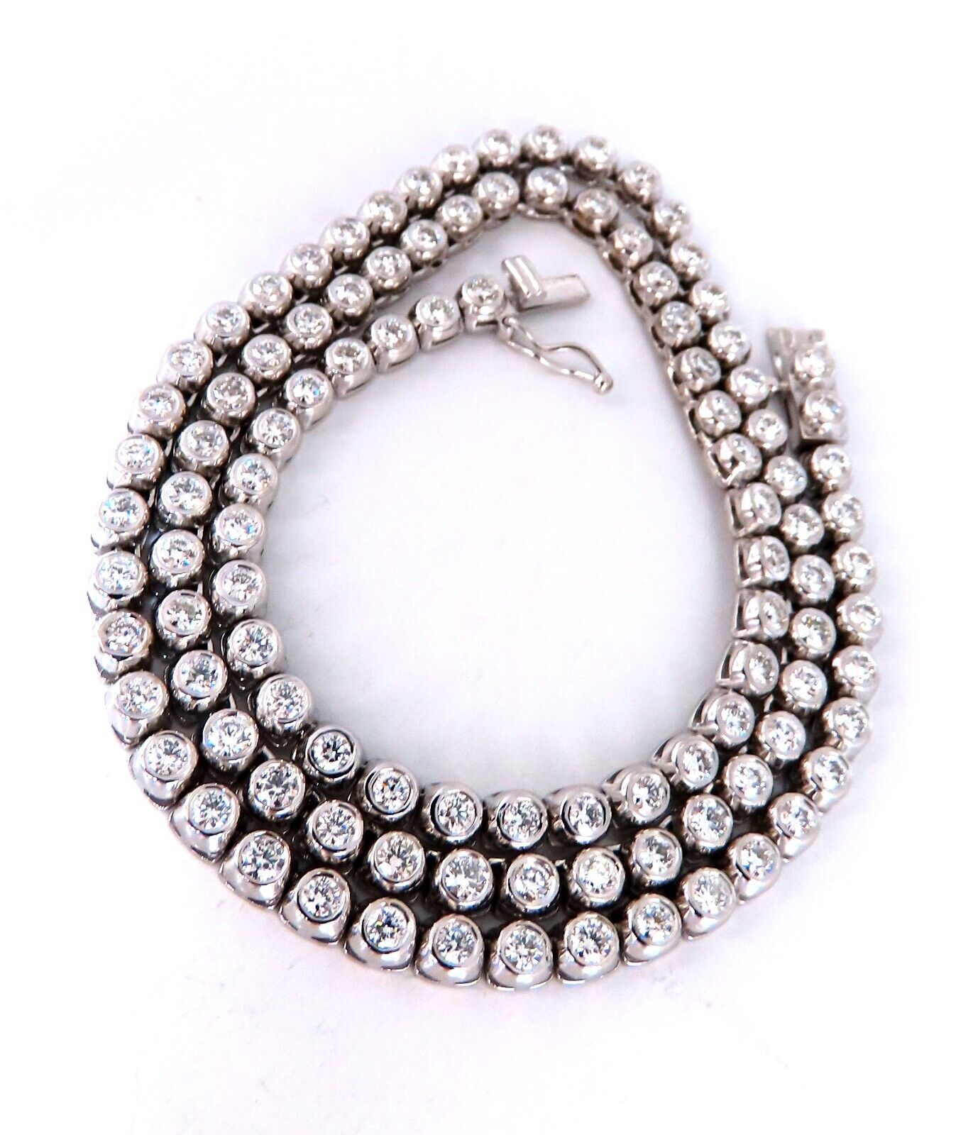 4.74ct Natural Round Diamonds Bezel Flush Riviera Tennis Necklace Eternity 14Kt