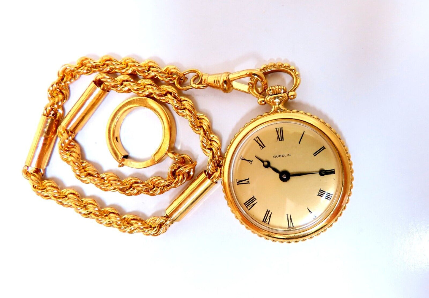 Authentic Gueblin 14 Karat Pocket Watch & Chain