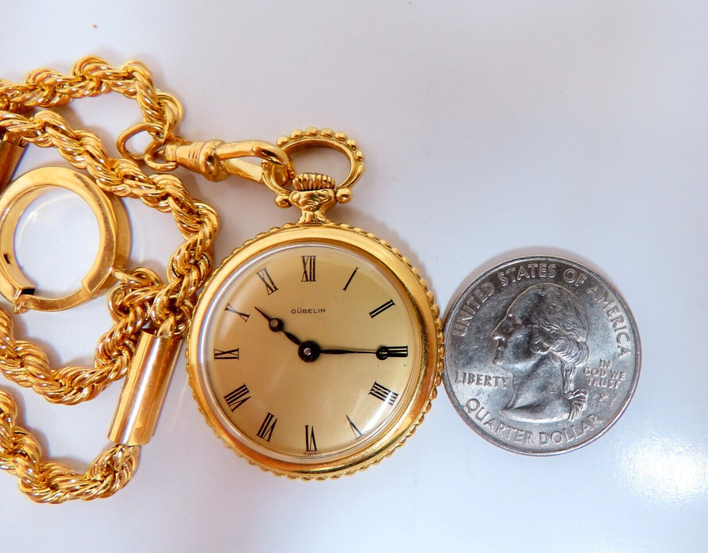 Authentic Gueblin 14 Karat Pocket Watch & Chain