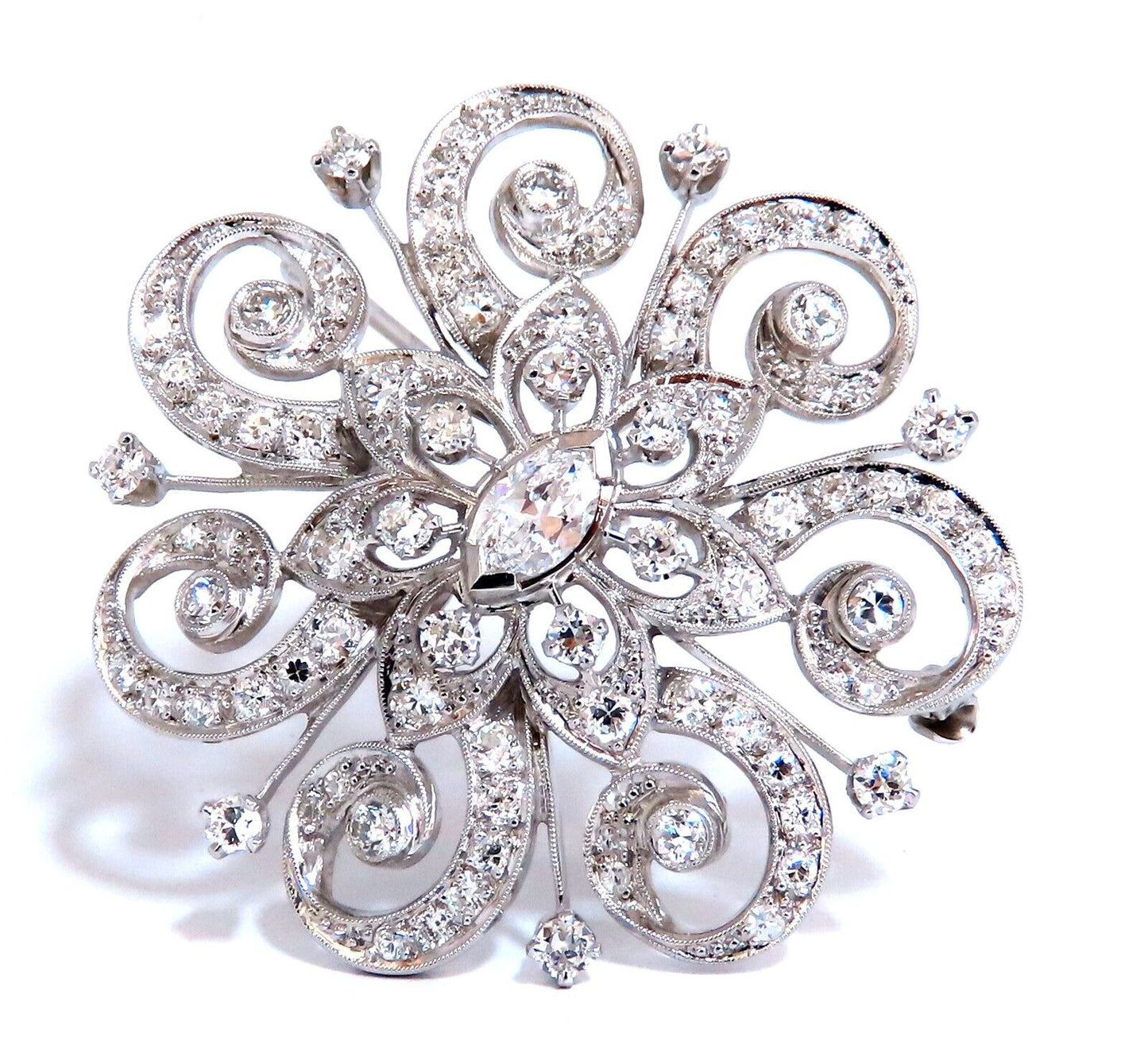 1.40ct Natural Diamonds Platinum Pin Edwardian Deco Vintage