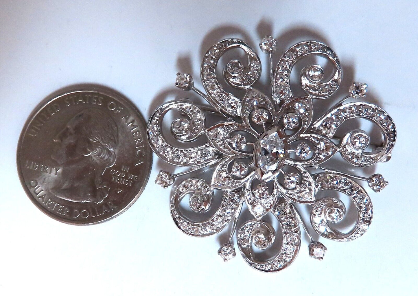 1.40ct Natural Diamonds Platinum Pin Edwardian Deco Vintage