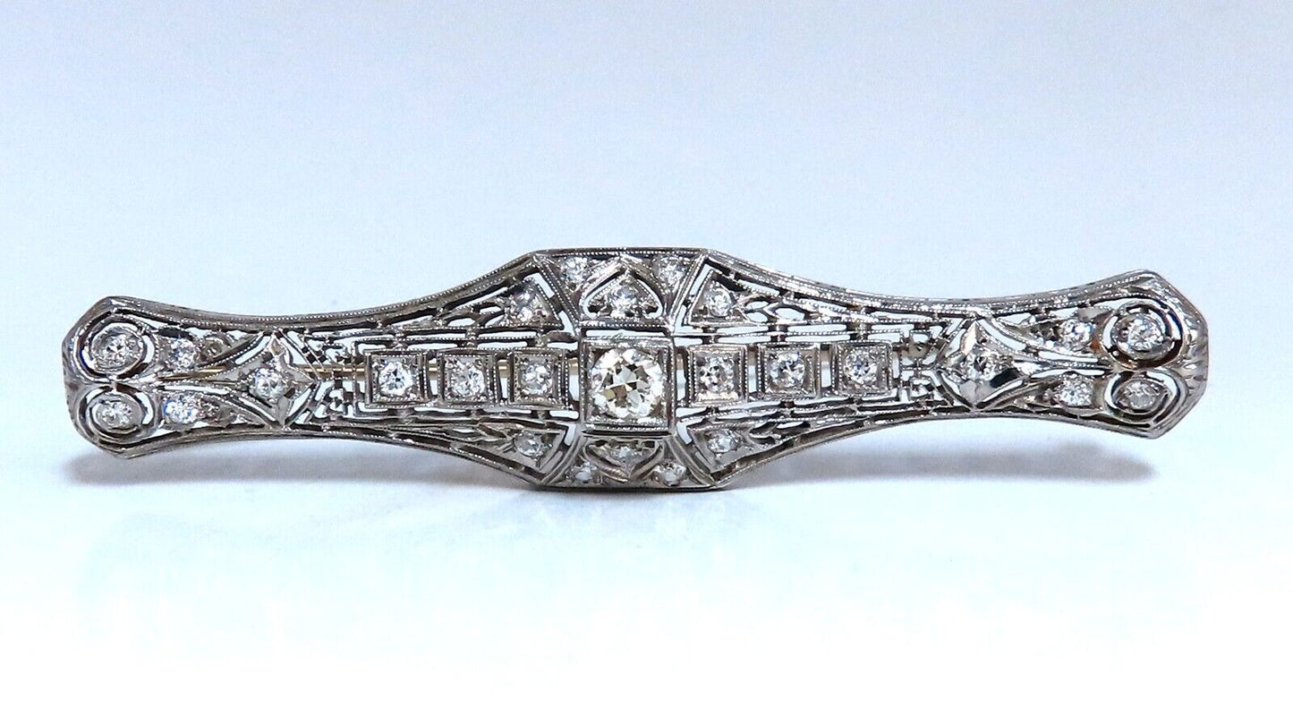 1.30ct Natural Diamonds Platinum Pin Edwardian Deco Vintage