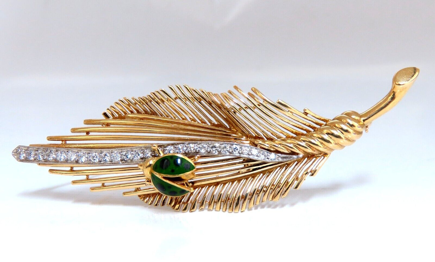 Ladybug on Feather VIntage Gold Pin 14kt Large