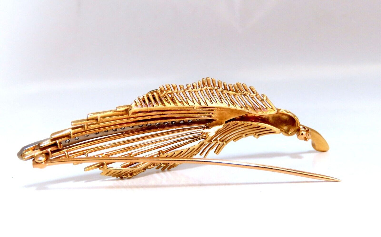 Ladybug on Feather VIntage Gold Pin 14kt Large