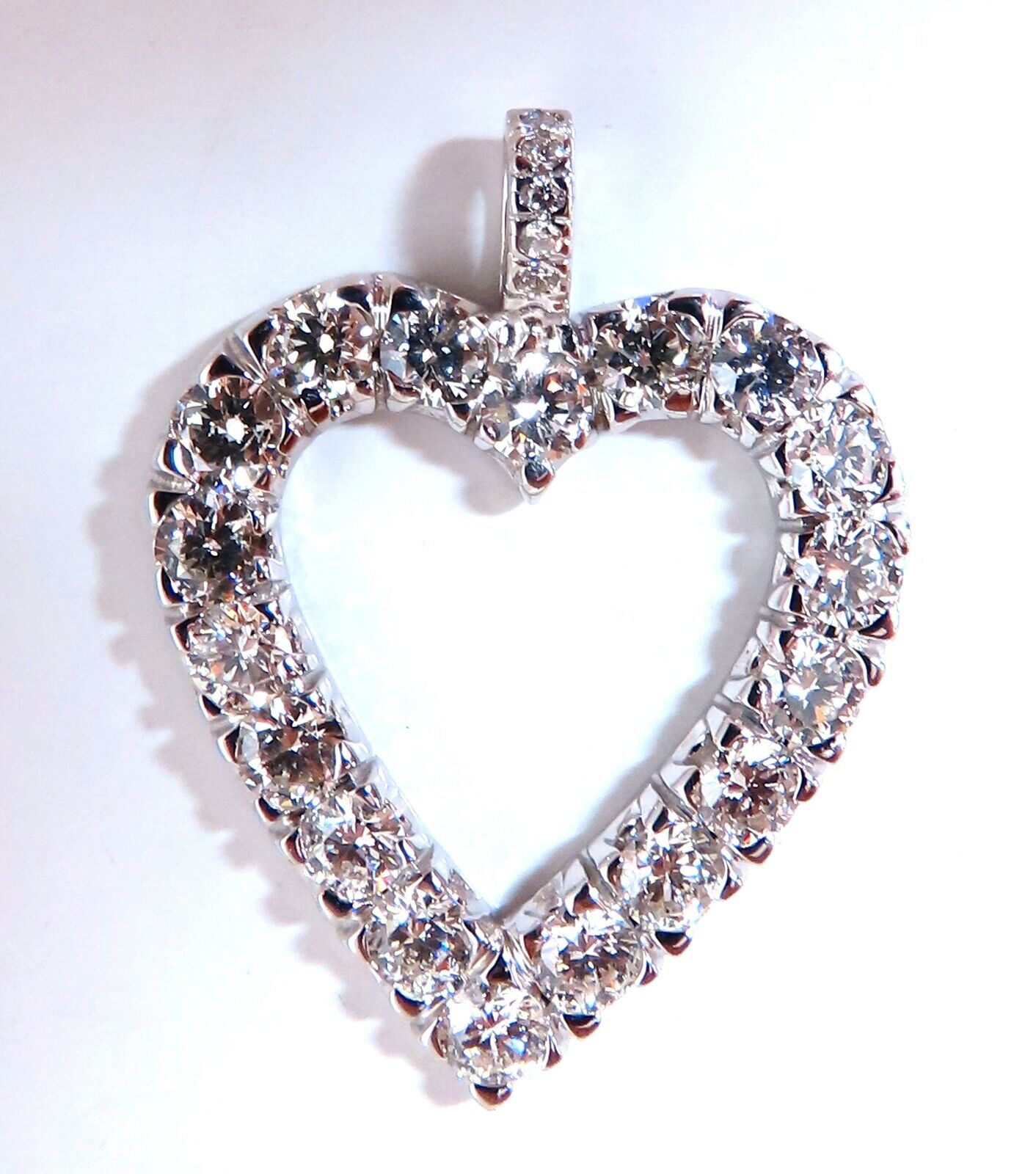 2.72ct natural diamonds open heart necklace 14kt g/vs