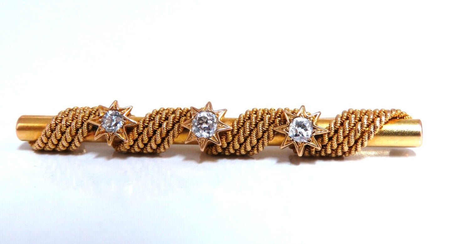 .32ct Natural Old mine Cut Natural Diamond Tube Pin Rope Twist 14kt