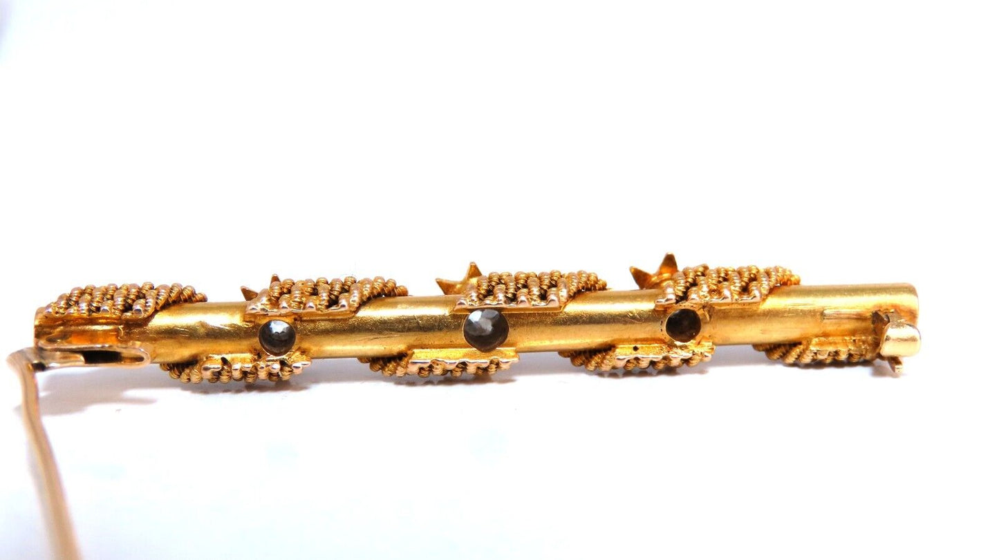 .32ct Natural Old mine Cut Natural Diamond Tube Pin Rope Twist 14kt