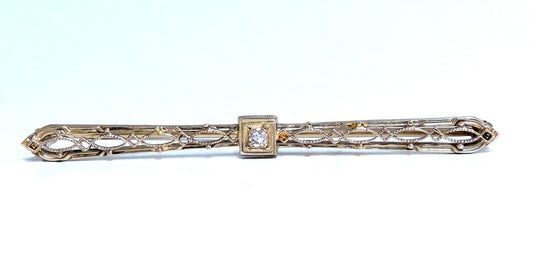 .05ct Natural Diamond Gold Pin Edwardian Deco Vintage