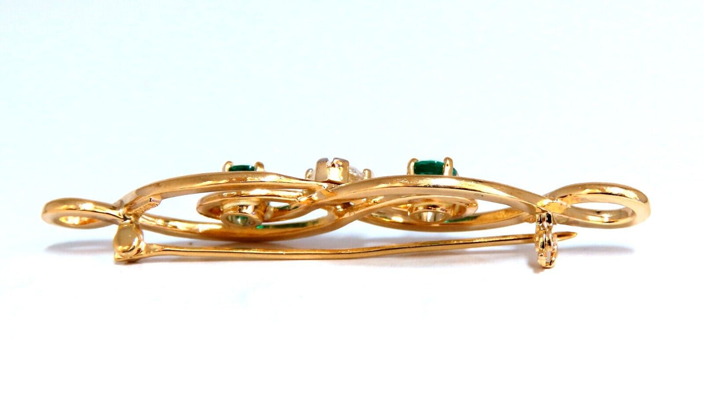 Natural Trilliant Diamond Emerald Infinity Pin 14kt