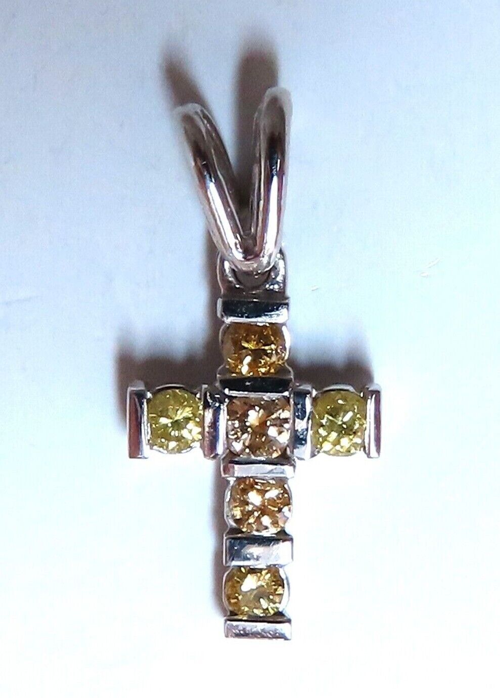 .60ct Natural Fancy Yellow Diamonds Cross Pendant 14 Karat