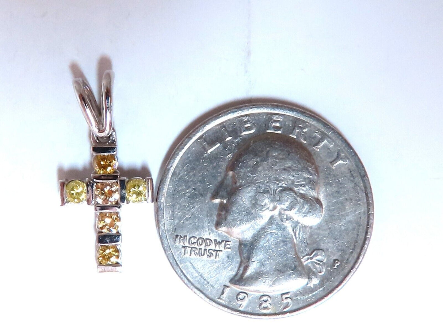 .60ct Natural Fancy Yellow Diamonds Cross Pendant 14 Karat