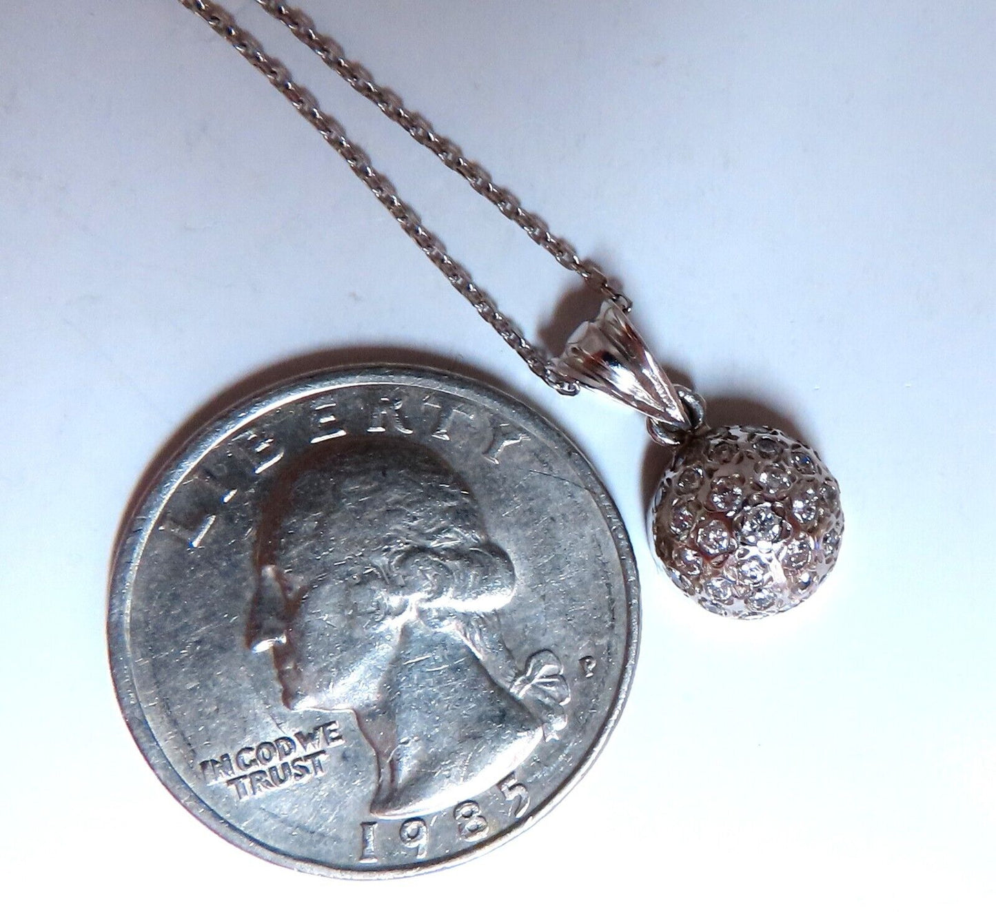 .75ct Natural Round Diamonds Circle Dome Half Ball Pendant Necklace 14kt