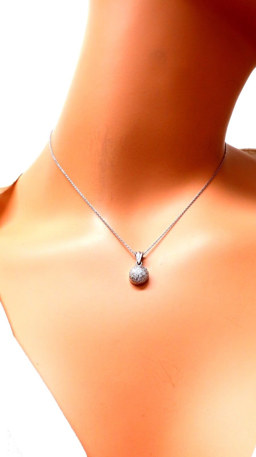 .75ct Natural Round Diamonds Circle Dome Half Ball Pendant Necklace 14kt