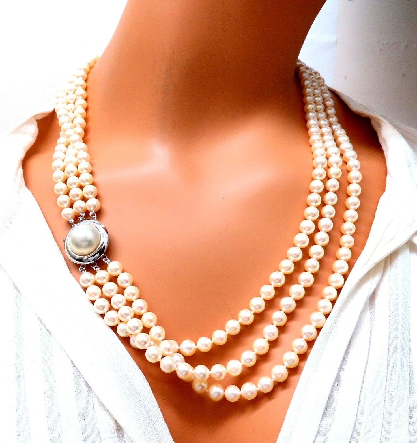 6.75 mm natural Japanese pearl & mabe Pearl 14 karat necklace