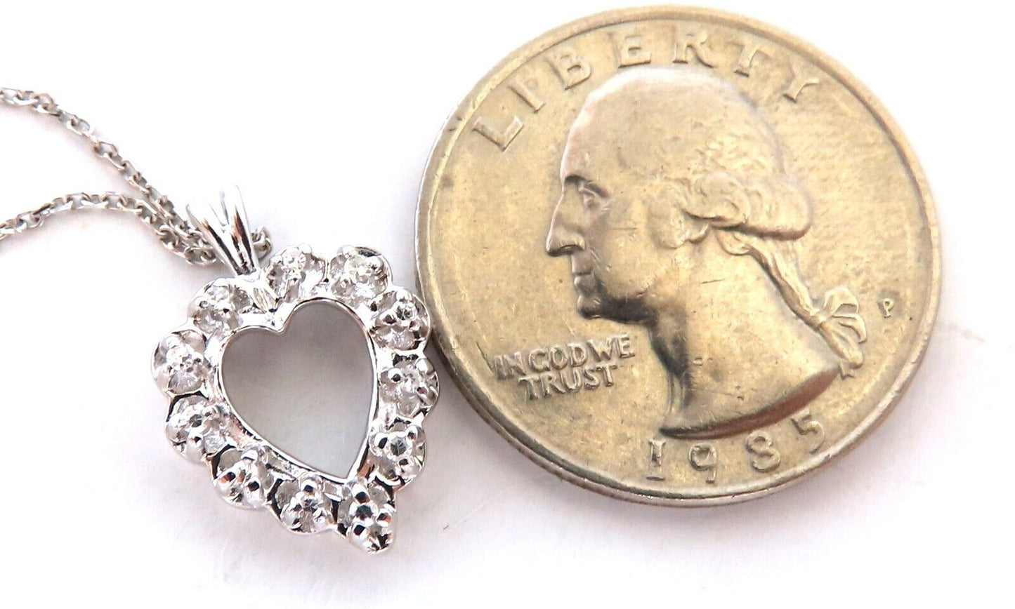 .20ct natural diamonds open heart necklace 14kt