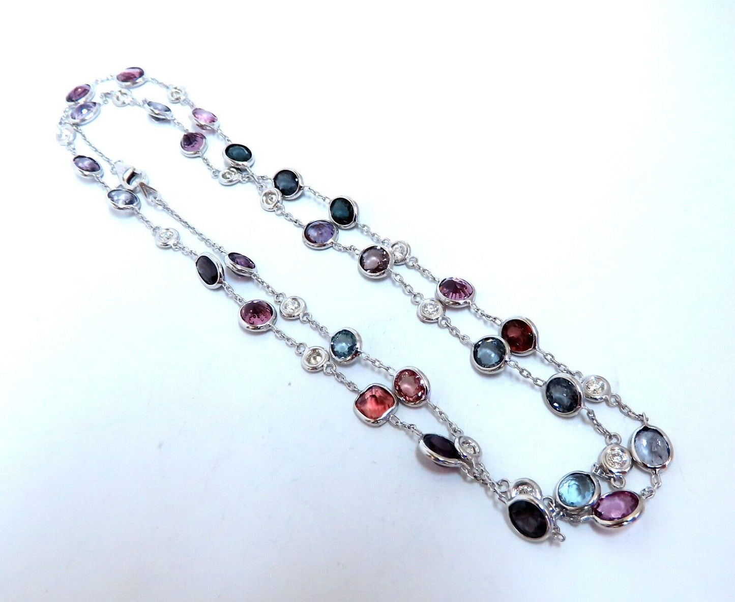 23 carat multi-colored natural spinel diamonds yard necklace 24 inch 14kt gold