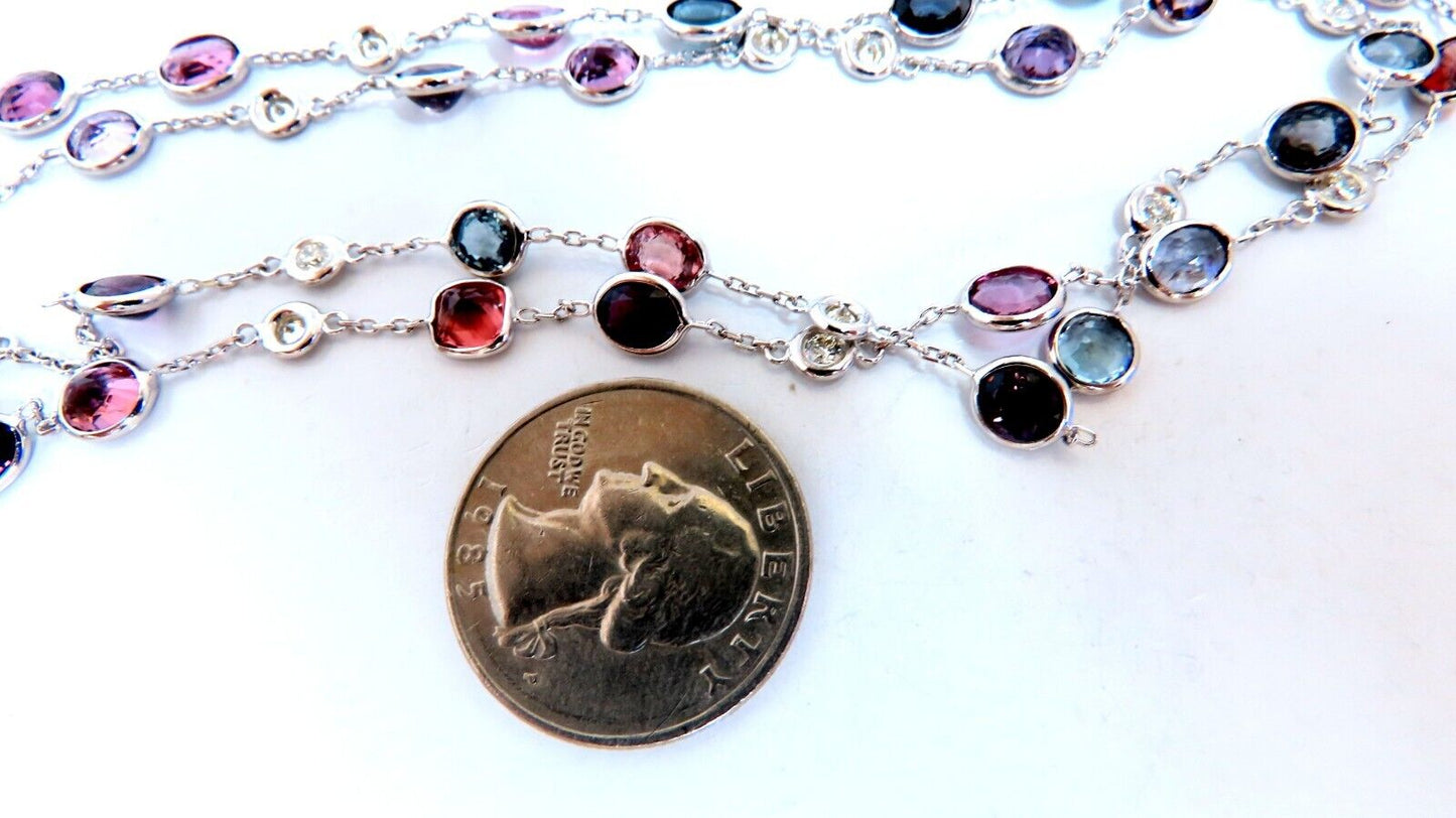 23 carat multi-colored natural spinel diamonds yard necklace 24 inch 14kt gold