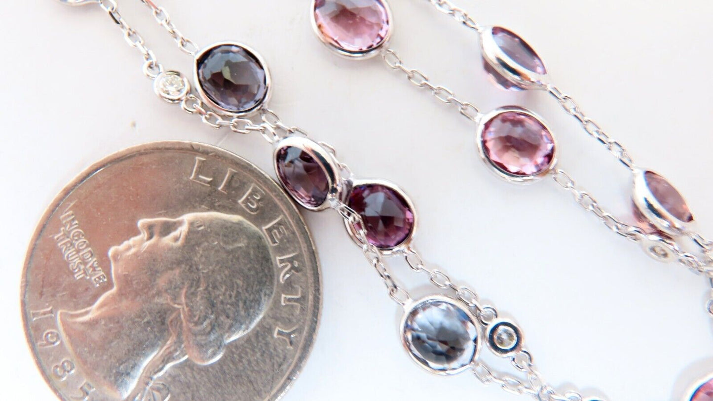 25.10ct multi-colored natural spinel diamonds yard necklace 25 inch 14kt gold