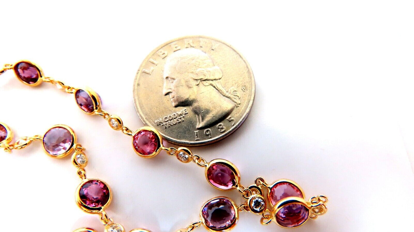 46ct natural pink spinel diamonds yard necklace 40 inch 14kt gold