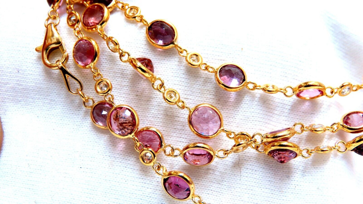 46ct natural pink spinel diamonds yard necklace 40 inch 14kt gold