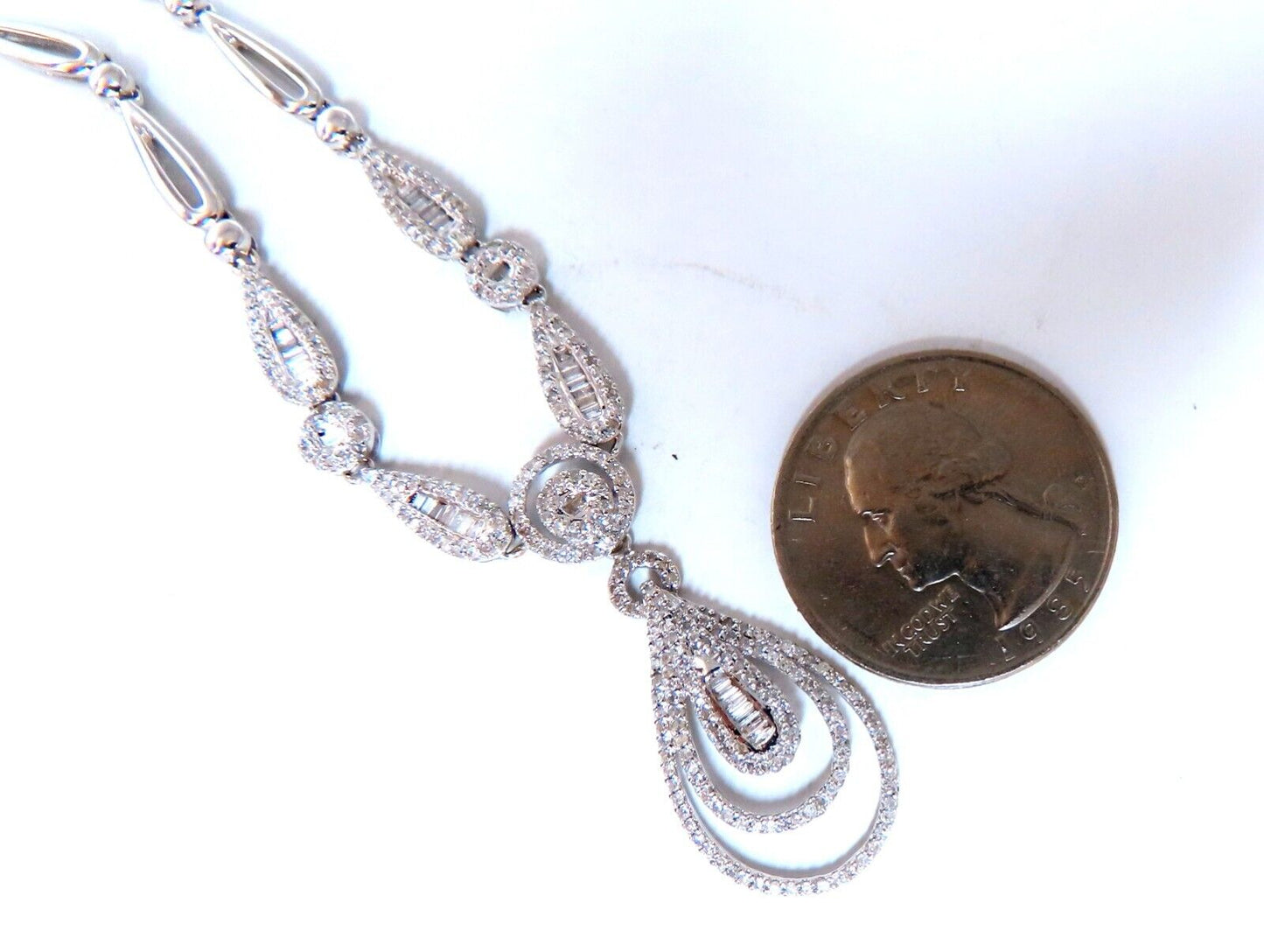 1.30ct natural baguette diamonds iconic pear loop necklace 14kt mother of bride