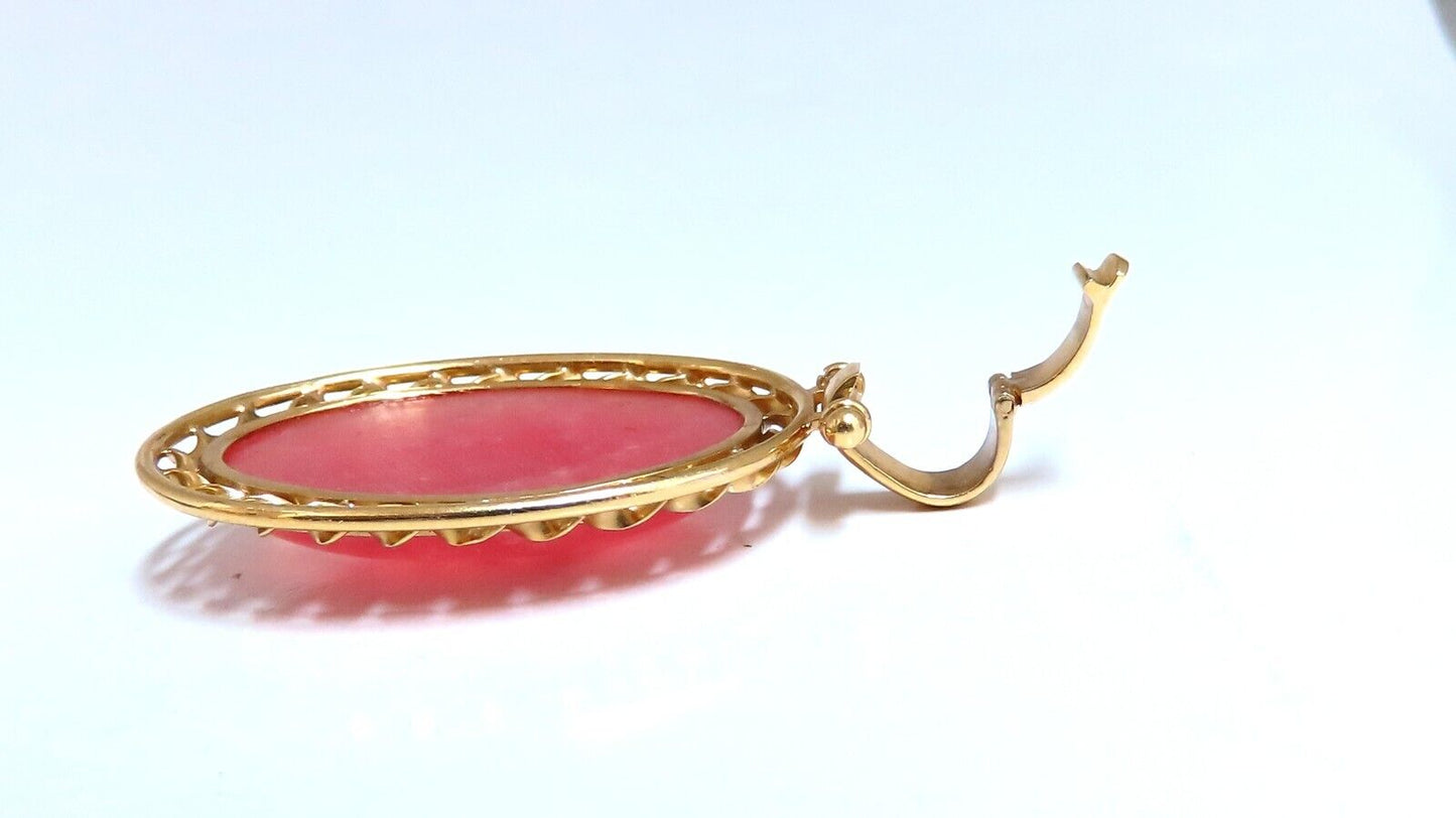 30x20 mm natural cabachon tourmaline pendant 18 karat retractable Bale