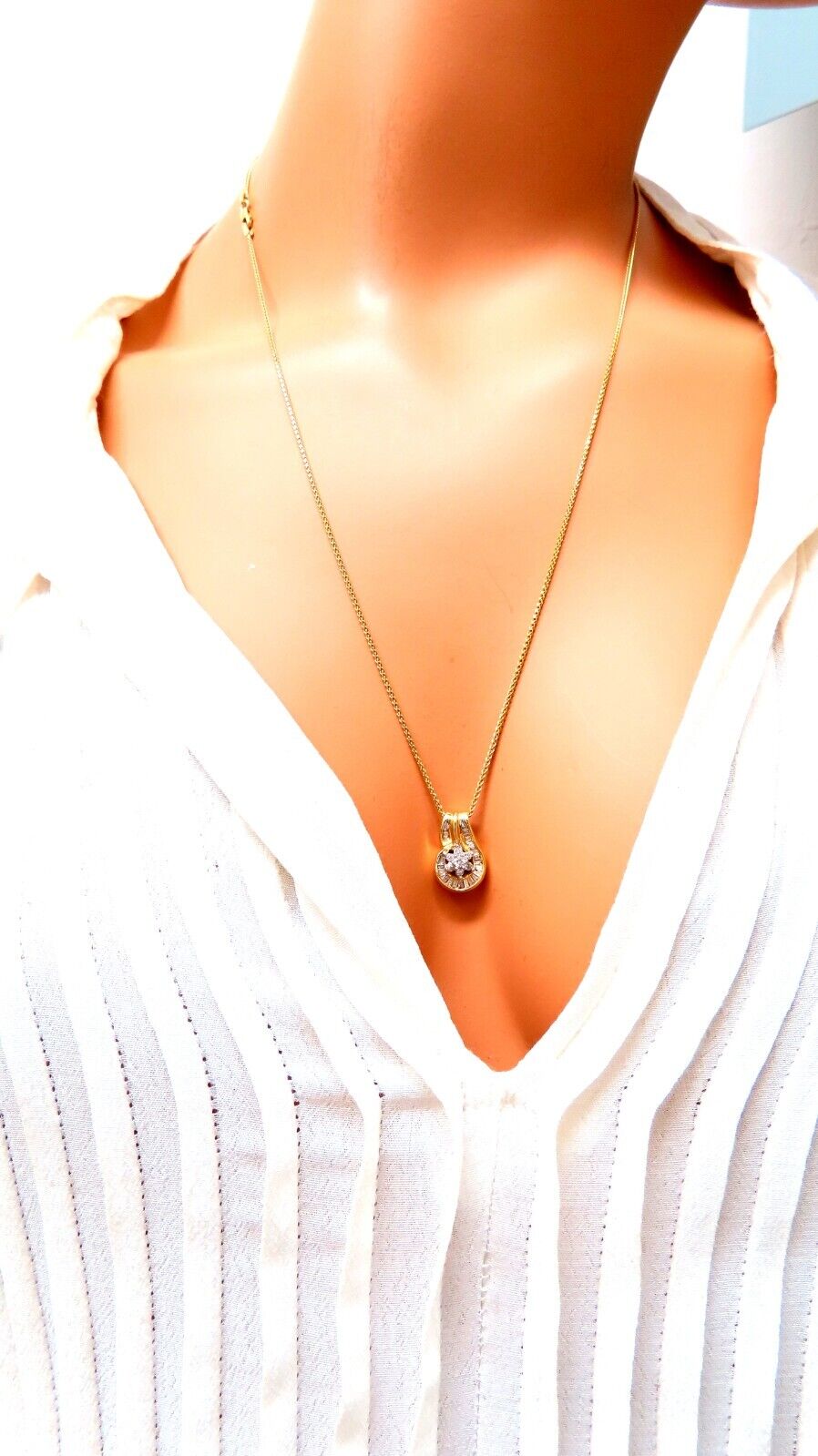 .55 carat natural diamonds baguette cluster pendant and chain 14 karat 24 inch