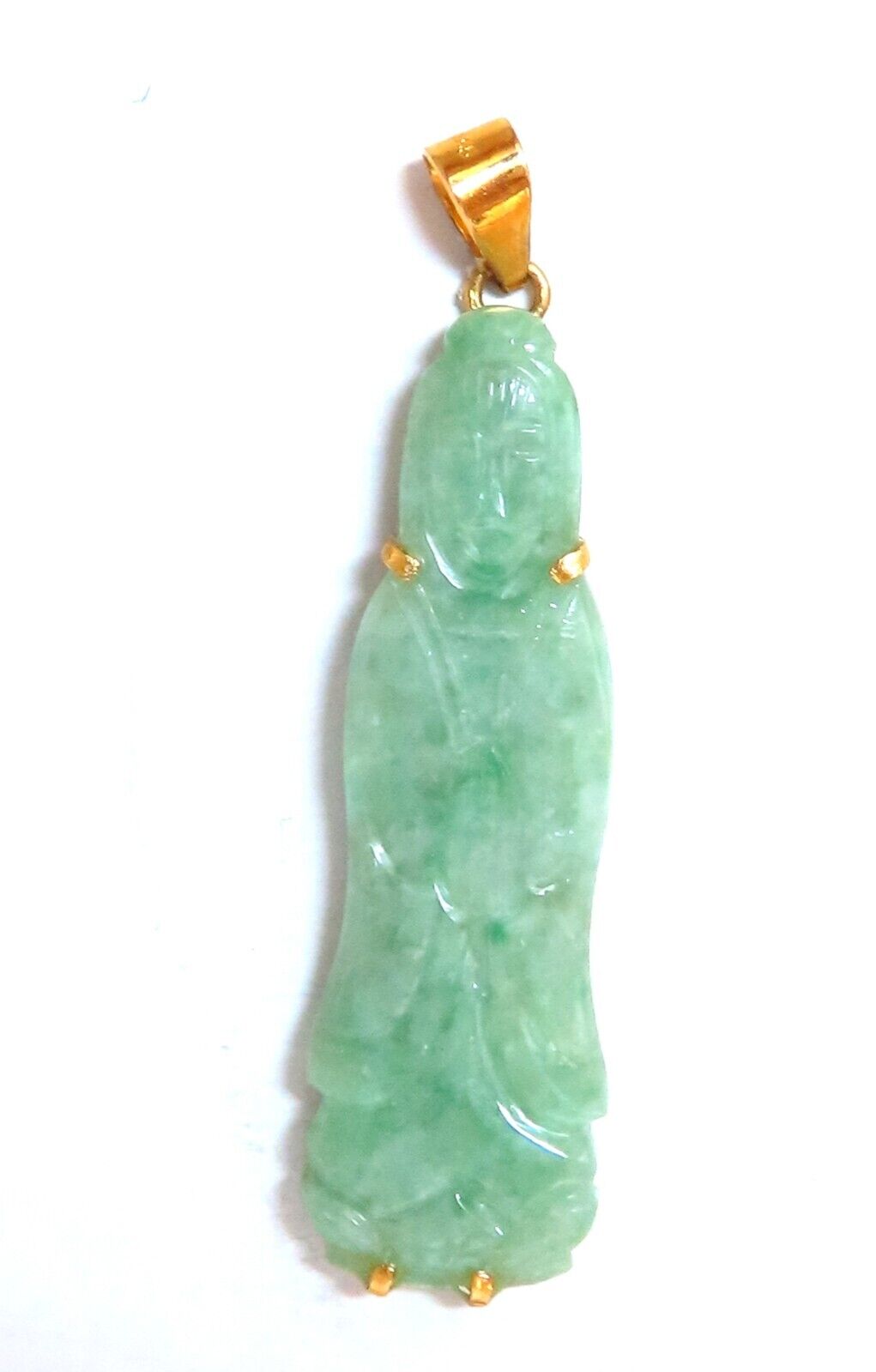 Natural Jade Carved Diamond Pendant 14kt symbol
