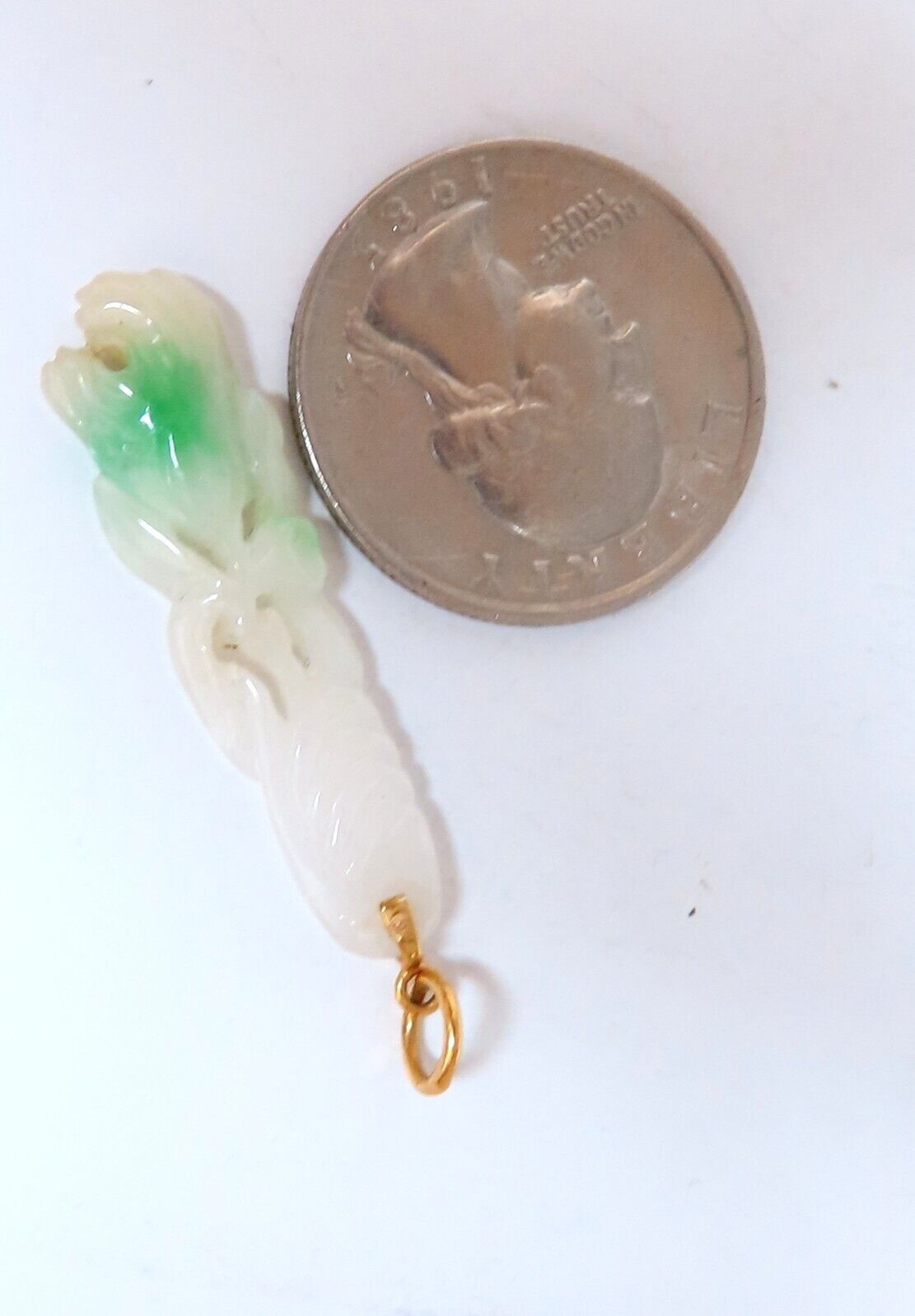 Natural Jade Carved Symbolic Pendant 14kt