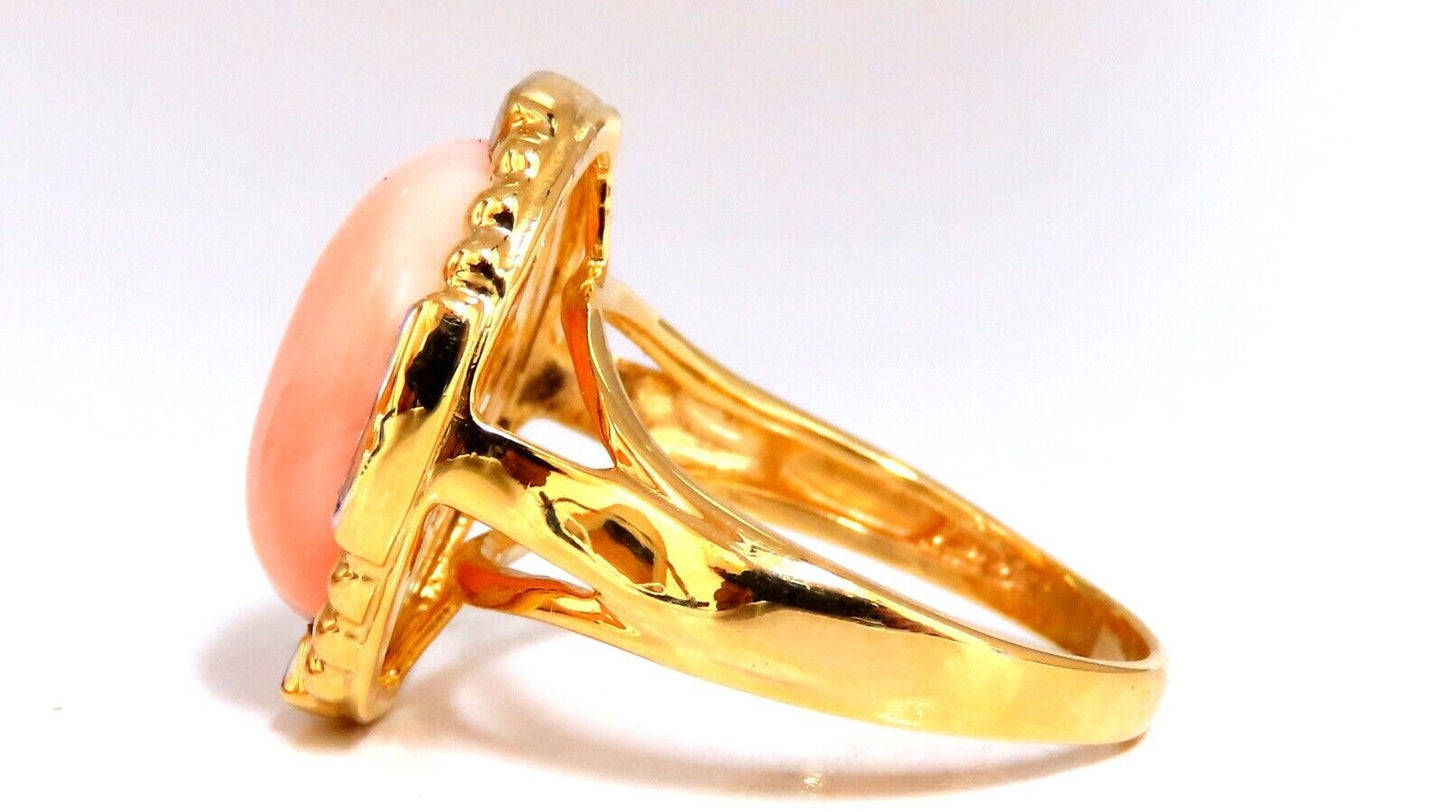 10ct Natural Coral Diamonds Ring 14kt