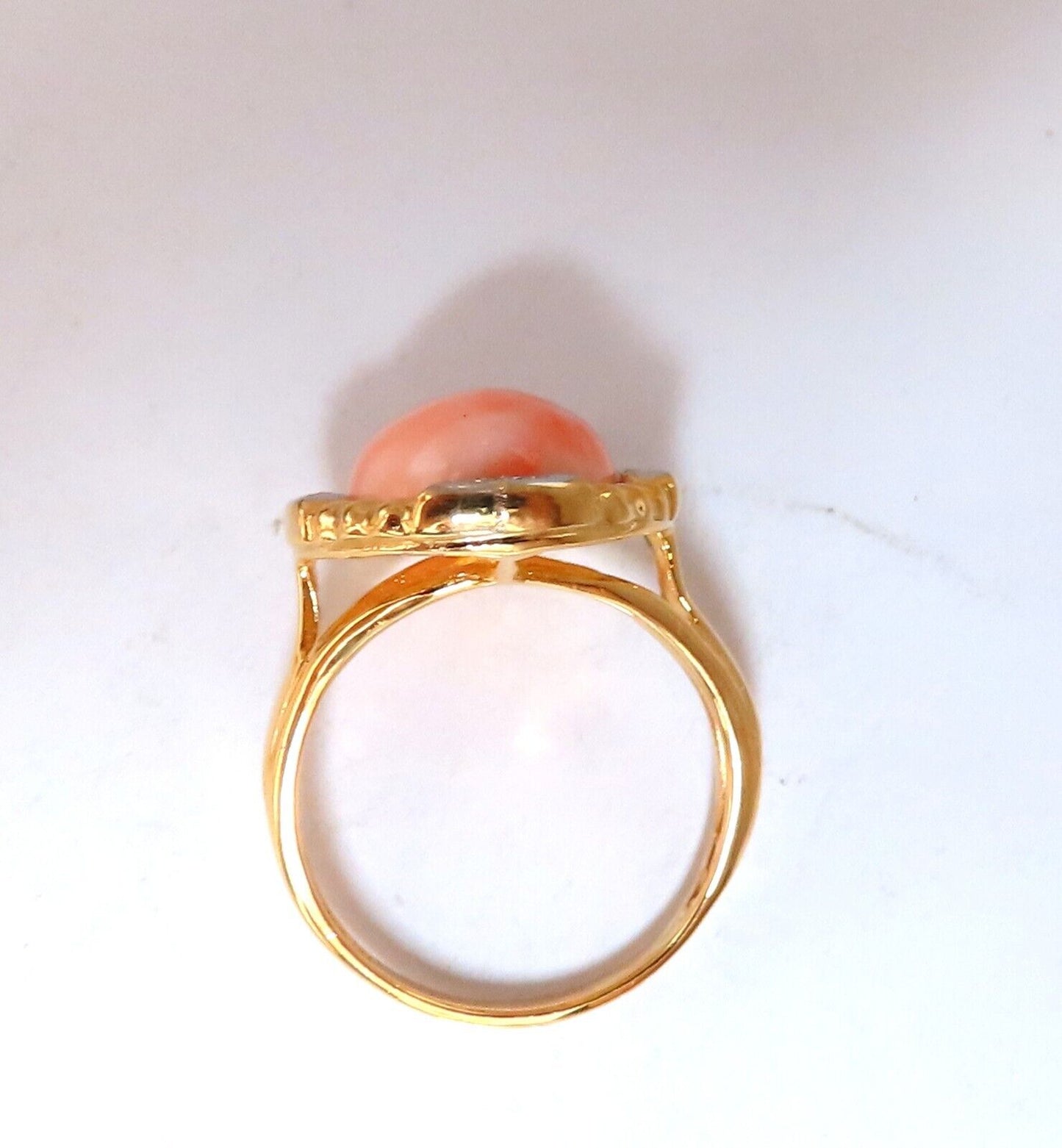 10ct Natural Coral Diamonds Ring 14kt