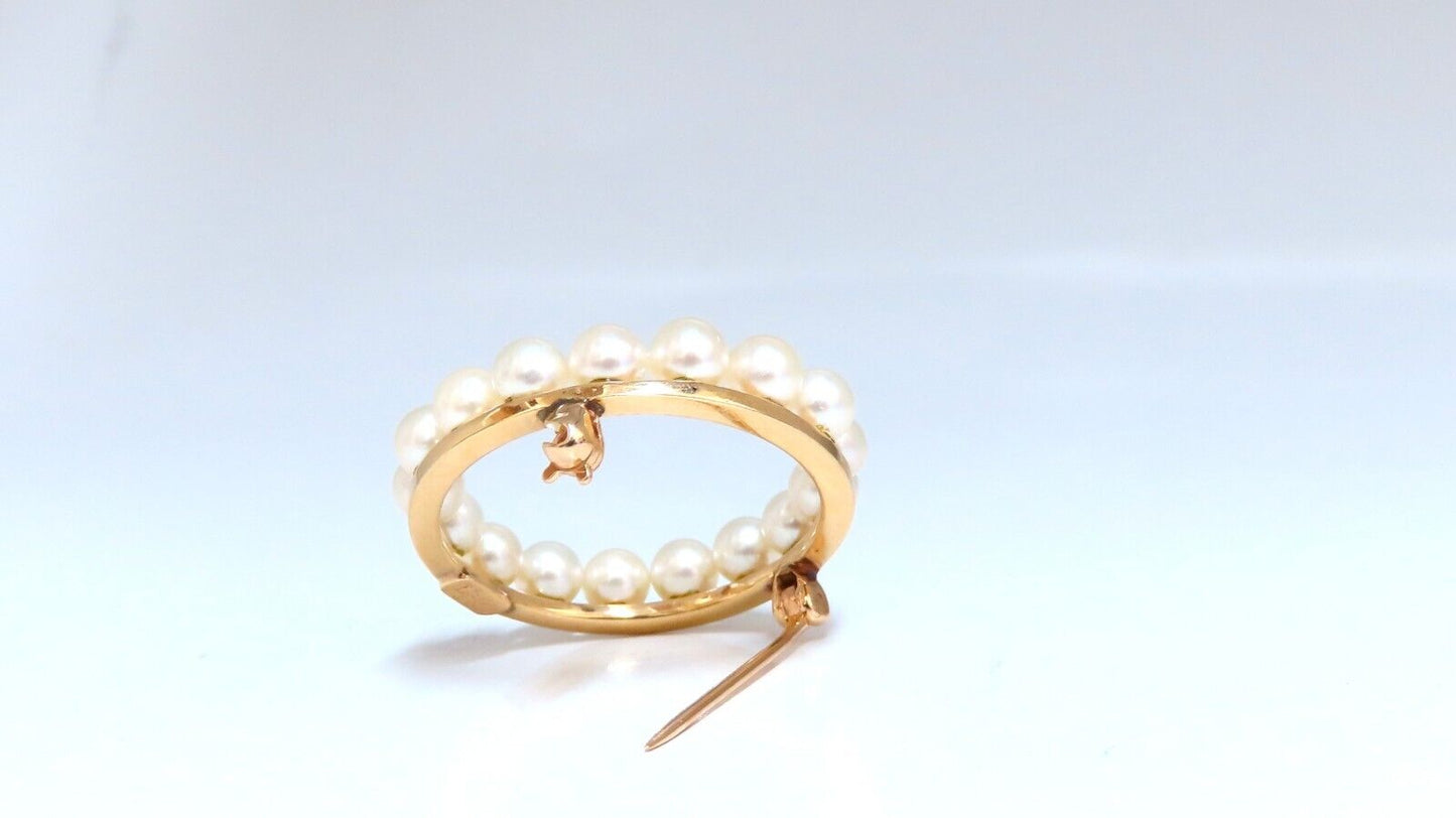 Akoya Pearls 14 Karat Gold Pin