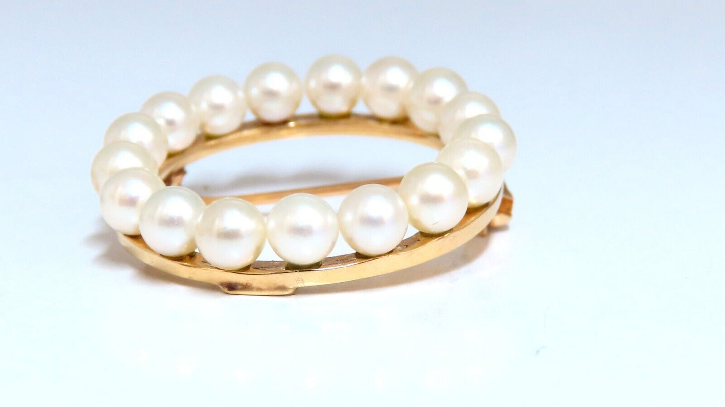 Akoya Pearls 14 Karat Gold Pin