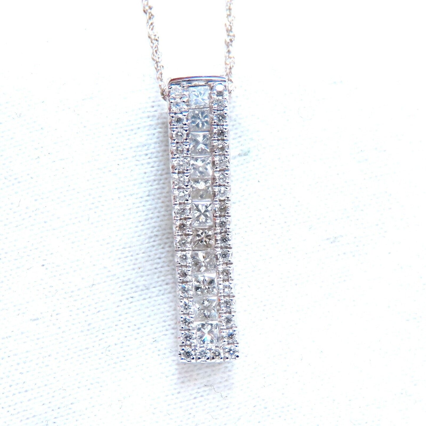 .80ct Natural princess cuts and rounds Diamonds Slope Pendant Necklace 14kt Zen
