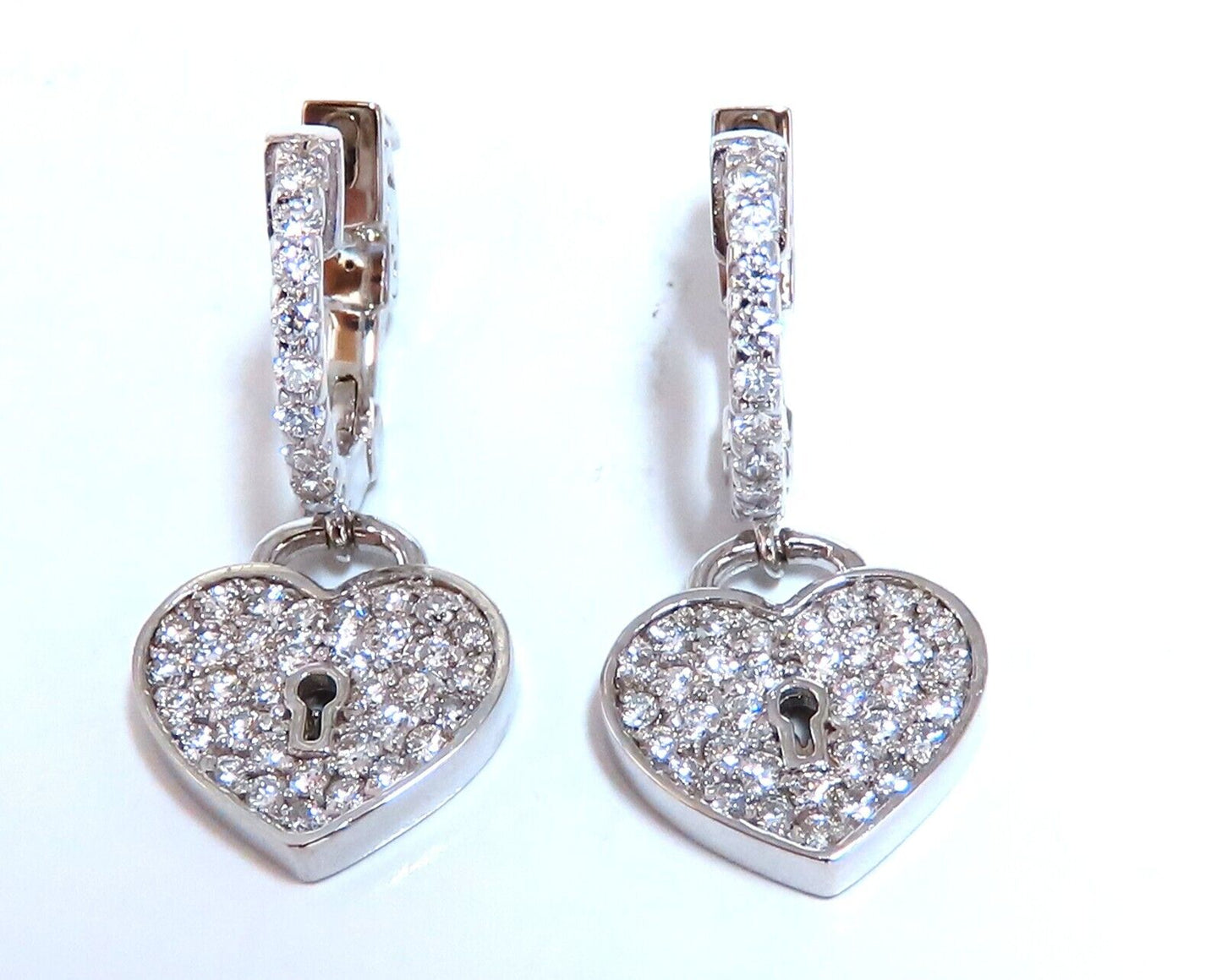 1ct Natural Diamond Heart Key Earrings 14kt