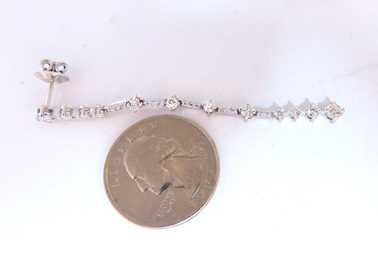 1.80ct Natural Diamonds Dangle Earrings 14kt 2.6 inch