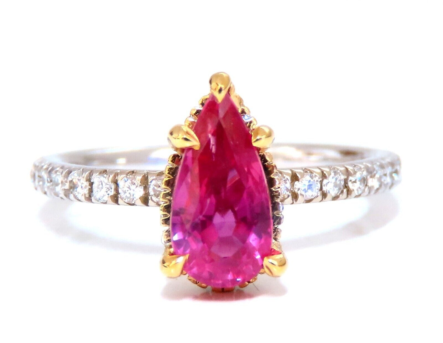 AIGS certified 1.45ct No Heat Ruby Ring 14kt raised mod deck