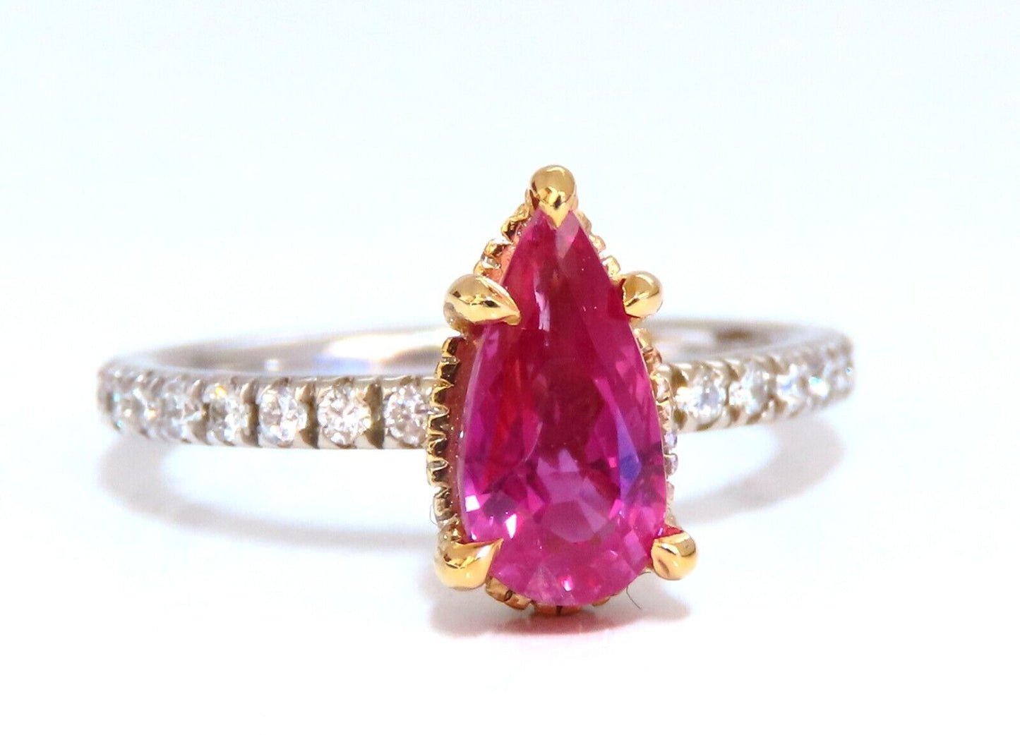AIGS certified 1.45ct No Heat Ruby Ring 14kt raised mod deck