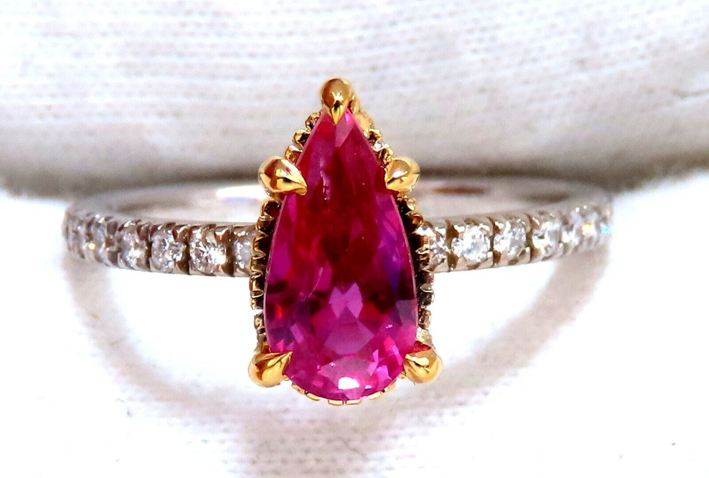 AIGS certified 1.45ct No Heat Ruby Ring 14kt raised mod deck
