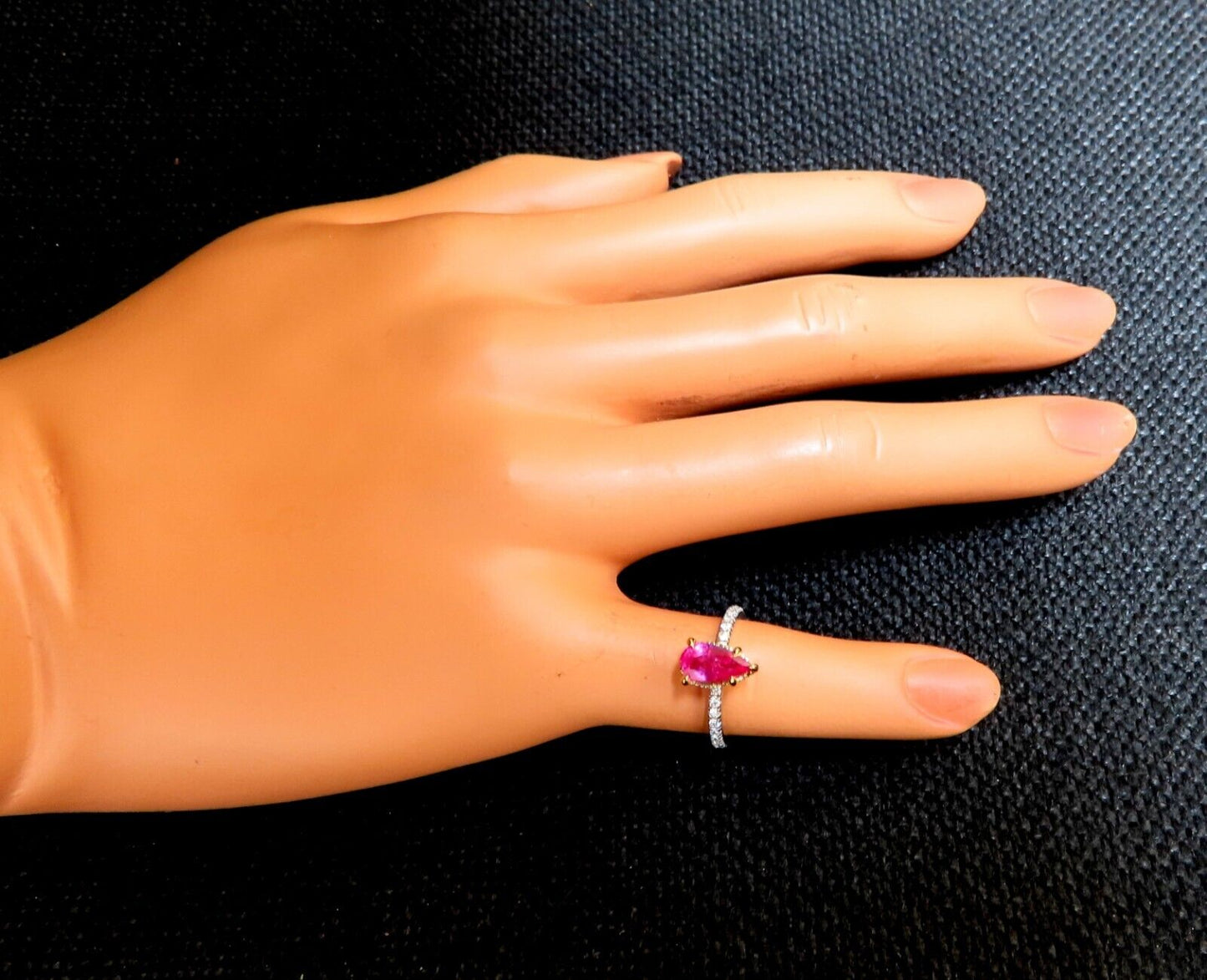 AIGS certified 1.45ct No Heat Ruby Ring 14kt raised mod deck