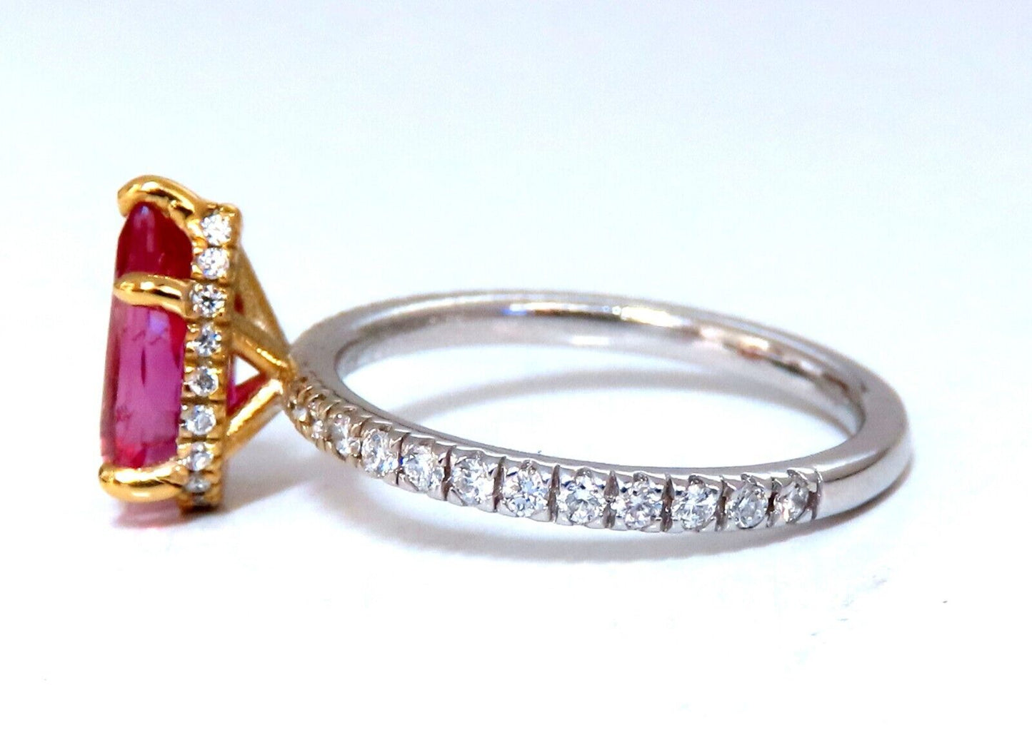 AIGS certified 1.45ct No Heat Ruby Ring 14kt raised mod deck