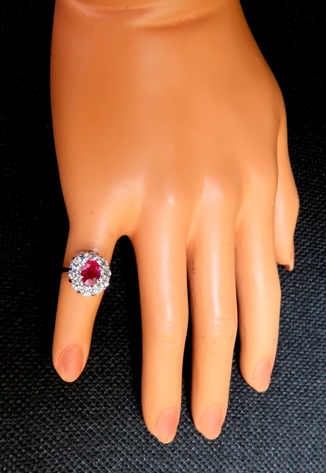GIA certified 1.59ct No Heat natural ruby diamond ring 14kt classic halo